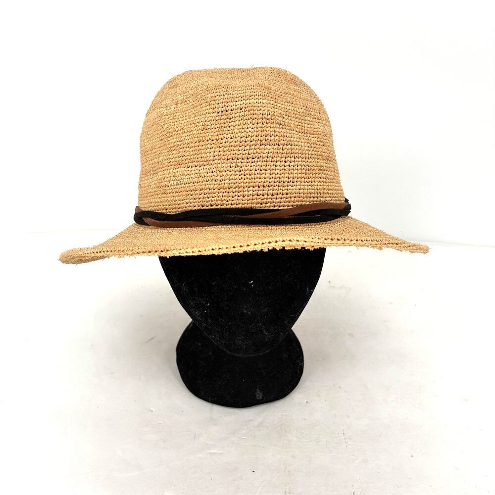 Goorin Bros Haze Fedora Sun Hat Size S Natural Raffia Straw Wide Brim Boho